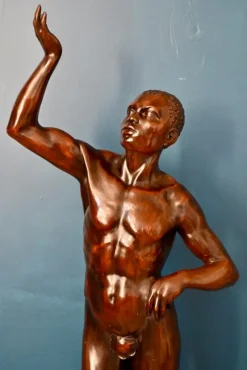 Pamono Italian Artist, Very Large Nude Sculpture of a Young Man, 1920s-1940s, Wood