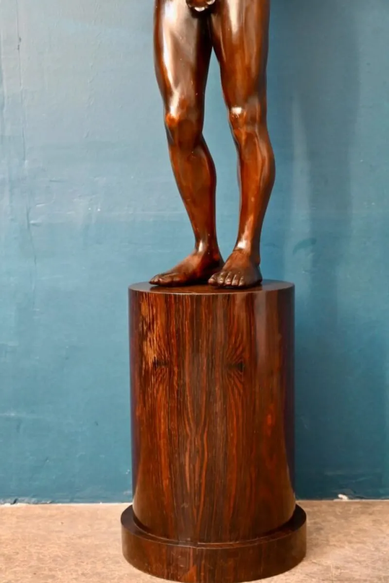 Pamono Italian Artist, Very Large Nude Sculpture of a Young Man, 1920s-1940s, Wood