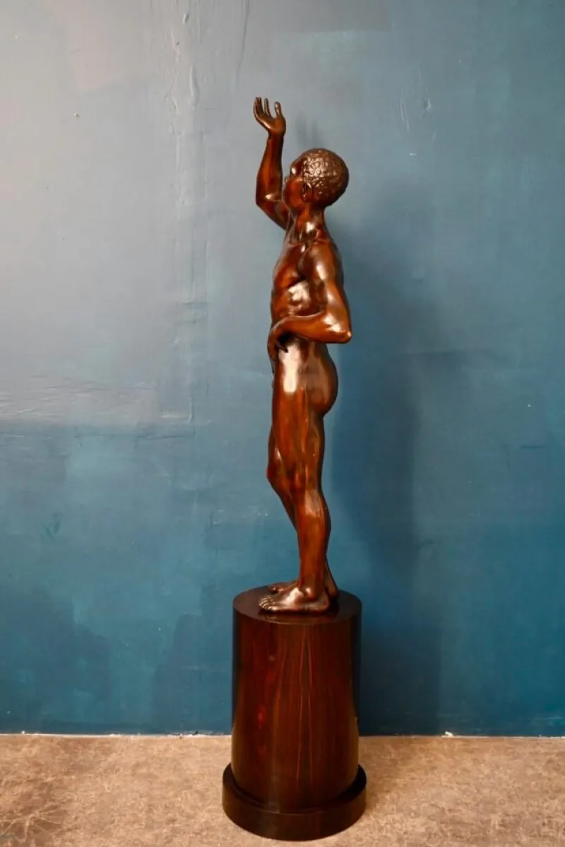 Pamono Italian Artist, Very Large Nude Sculpture of a Young Man, 1920s-1940s, Wood