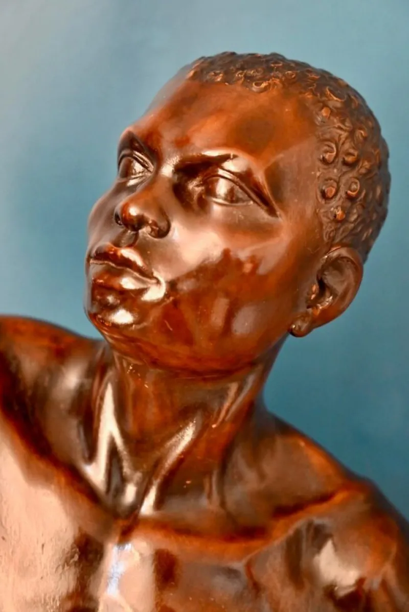 Pamono Italian Artist, Very Large Nude Sculpture of a Young Man, 1920s-1940s, Wood