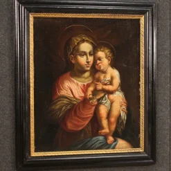 Pamono Italian Artist, Virgin with Child, 1670, Oil on Canvas, Framed><noscript><img width=