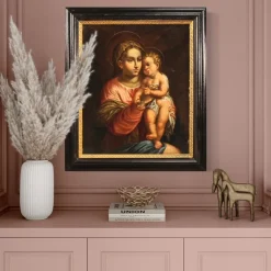 Pamono Italian Artist, Virgin with Child, 1670, Oil on Canvas, Framed><noscript><img width=
