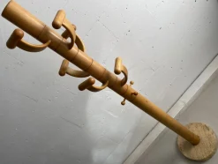 Pamono Italian Ash Wood and Travertine Coat Stand in the Style of Ettore Sottsass