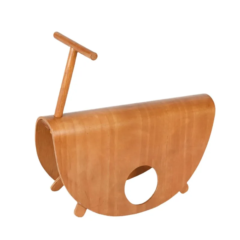 Pamono Italian Astolfo Curved Plywood Children's Rocking Chair by Peppe de Giuli for Design M, 1979> Children's Chairs