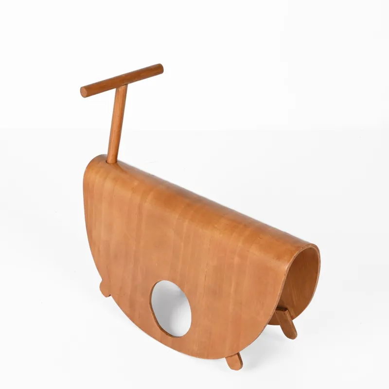 Pamono Italian Astolfo Curved Plywood Children's Rocking Chair by Peppe de Giuli for Design M, 1979> Children's Chairs