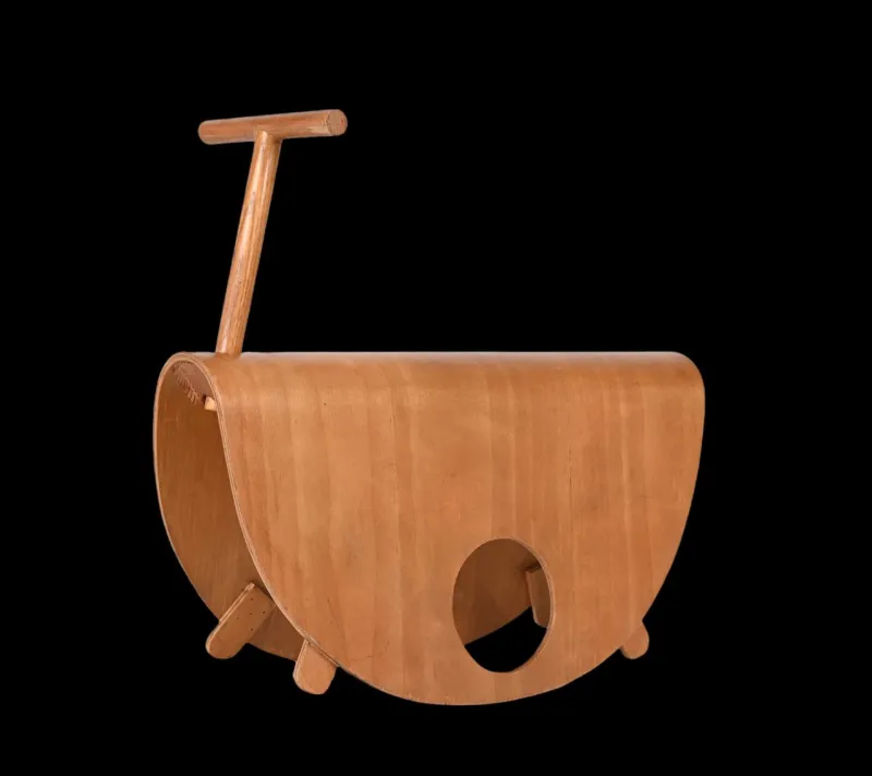 Pamono Italian Astolfo Curved Plywood Children's Rocking Chair by Peppe de Giuli for Design M, 1979> Children's Chairs