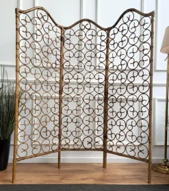 Pamono Italian Bamboo & Rattan Organic Bohemian 3 Panel Folding Screen, 1960s