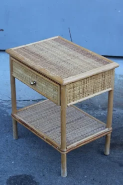 Sale Pamono Italian Bamboo and Rattan Nightstand, 1950s