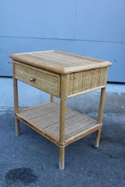 Sale Pamono Italian Bamboo and Rattan Nightstand, 1950s