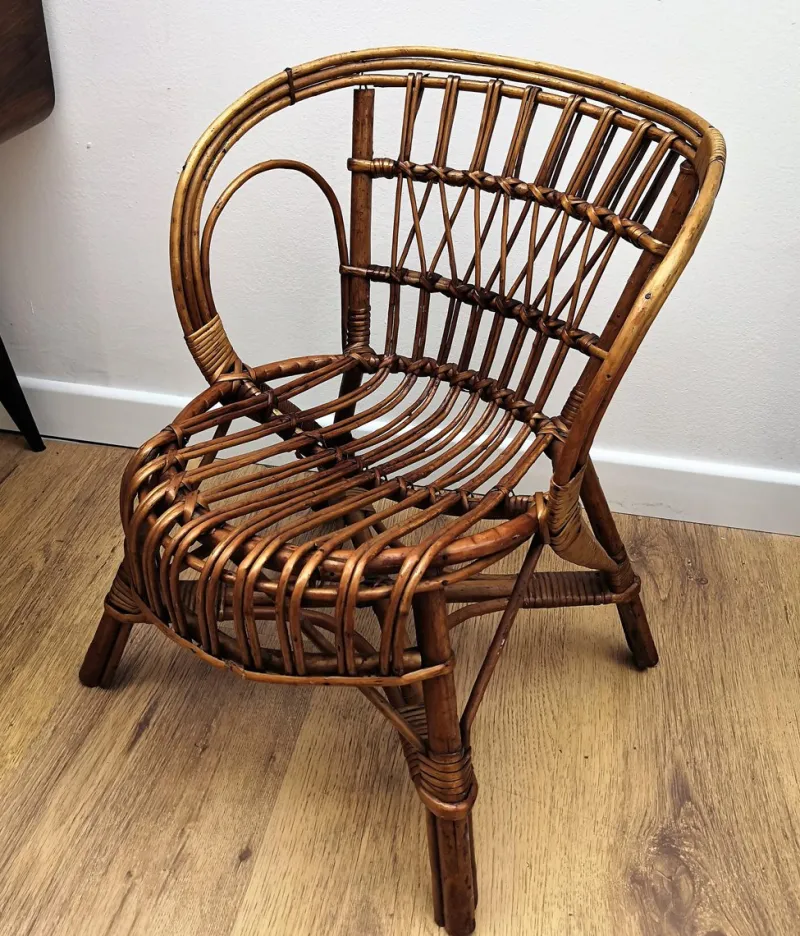 Online Pamono Italian Bamboo and Rattan Children's Mini Hoop Chair, 1960s