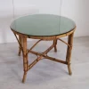 Pamono Italian Bamboo Table with Glass Top, 1960s> Garden Tables