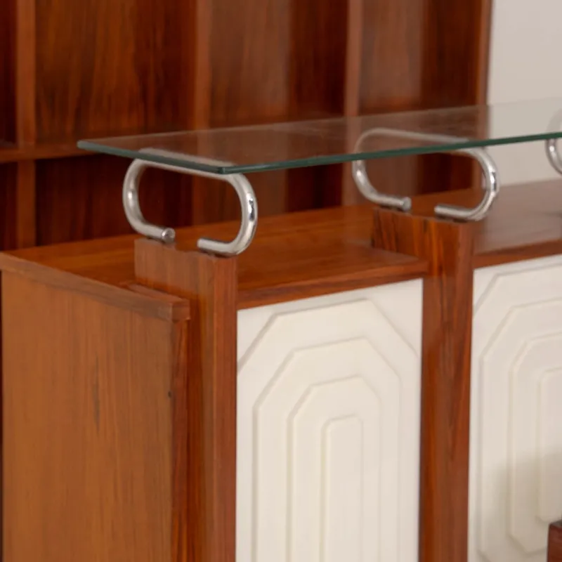 Pamono Italian Bar Unit with Stools, 1970s, Set of 3> Cabinets & Wardrobes