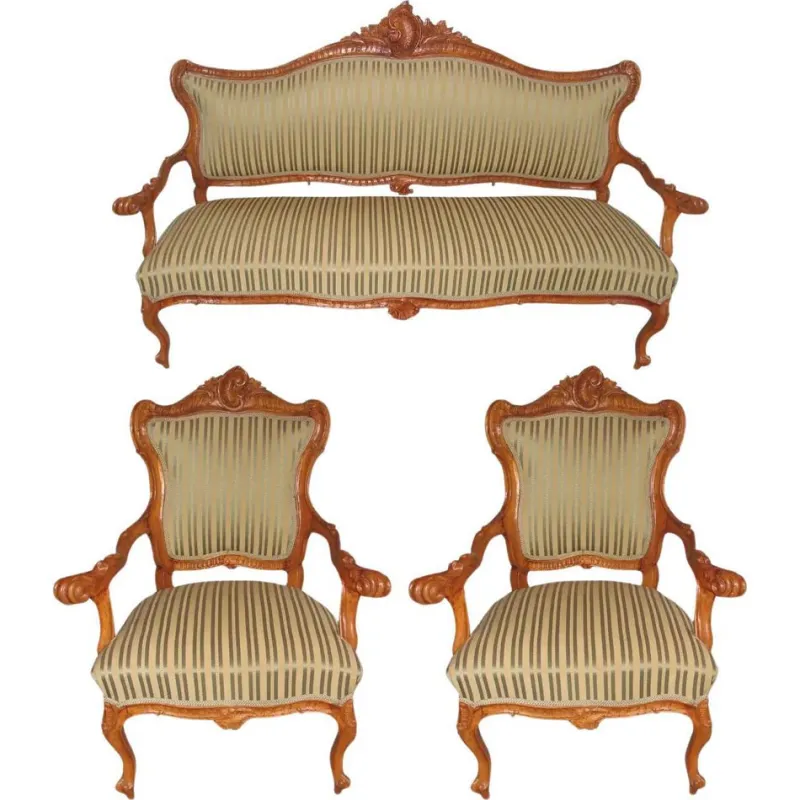 Pamono Italian Baroque Salon Suite, 1760s, Set of 3> Living Room Sets