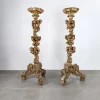Pamono Italian Baroque Torcheres in Golden Wood, 1800s, Set of 2> Pedestals And Columns
