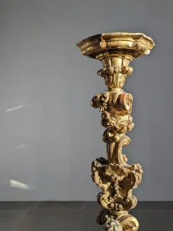 Pamono Italian Baroque Torcheres in Golden Wood, 1800s, Set of 2><noscript><img width=