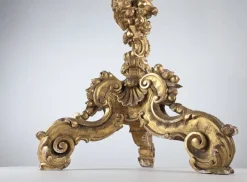 Pamono Italian Baroque Torcheres in Golden Wood, 1800s, Set of 2><noscript><img width=