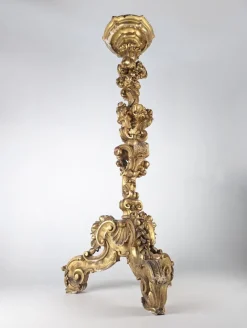Pamono Italian Baroque Torcheres in Golden Wood, 1800s, Set of 2><noscript><img width=