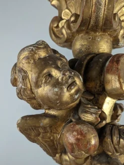 Pamono Italian Baroque Torcheres in Golden Wood, 1800s, Set of 2><noscript><img width=