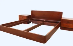 Pamono Italian Bed and Nightstands, 1960s, Set of 3><noscript><img width=