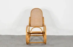 Sale Pamono Italian Bentwood Rocking Chair with Woven Cane Seat by Luigi Crassevig, 1970s