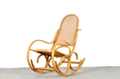 Sale Pamono Italian Bentwood Rocking Chair with Woven Cane Seat by Luigi Crassevig, 1970s