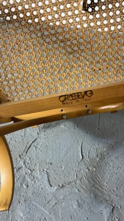 Sale Pamono Italian Bentwood Rocking Chair with Woven Cane Seat by Luigi Crassevig, 1970s