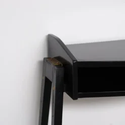 Hot Pamono Italian Black Lacquered Wood Console with Brass Drawer Front, 1950s