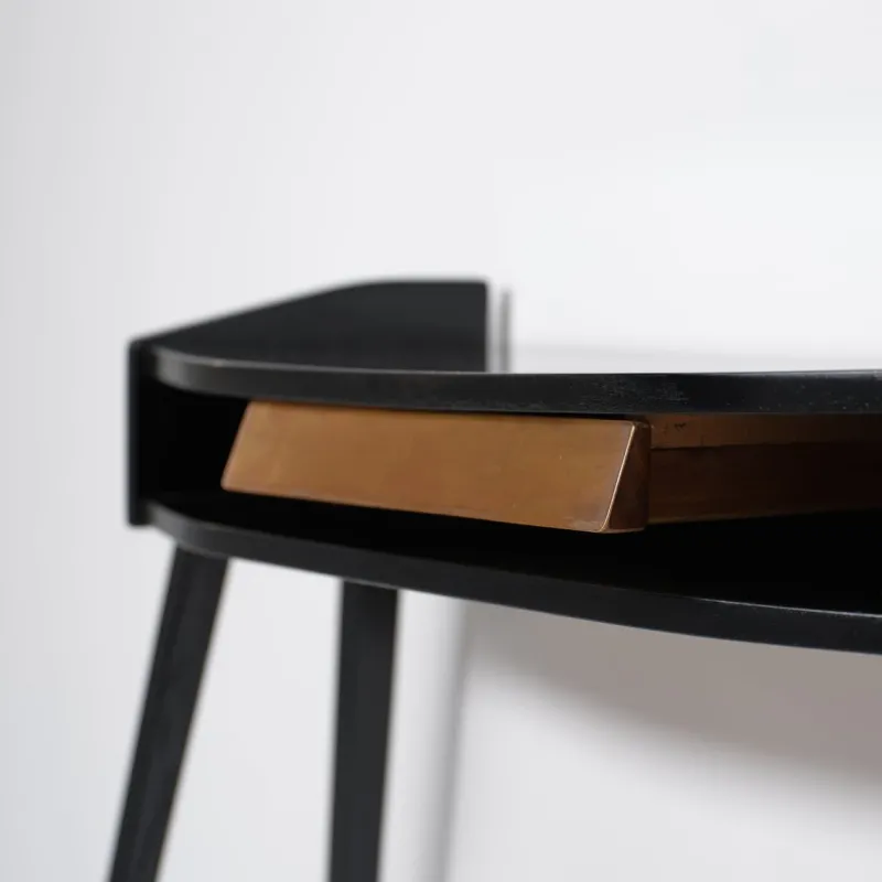 Hot Pamono Italian Black Lacquered Wood Console with Brass Drawer Front, 1950s