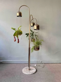 Pamono Italian Brass and Marble Floor Lamp with Planters attributed to Reggiani, Italy, 1970s> Floor Lamps