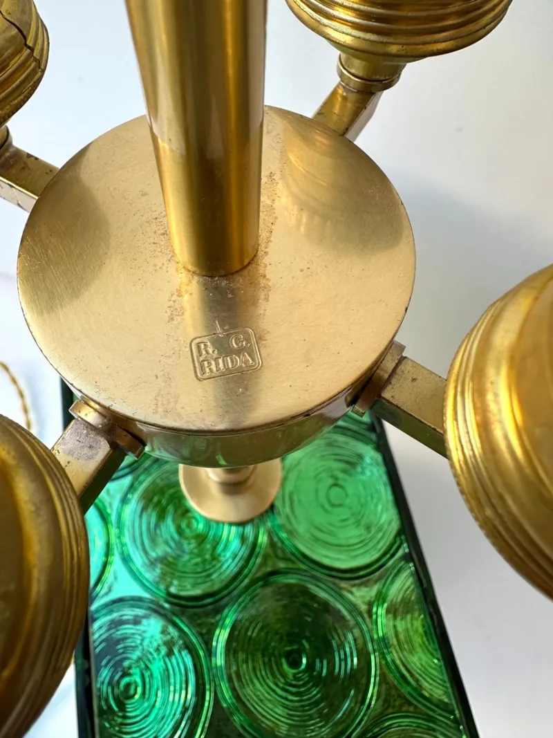 Pamono Italian Brass and Murano Glass Lamps by Roberto Giulio Rida, 2010s, Set of 2> Table Lamps