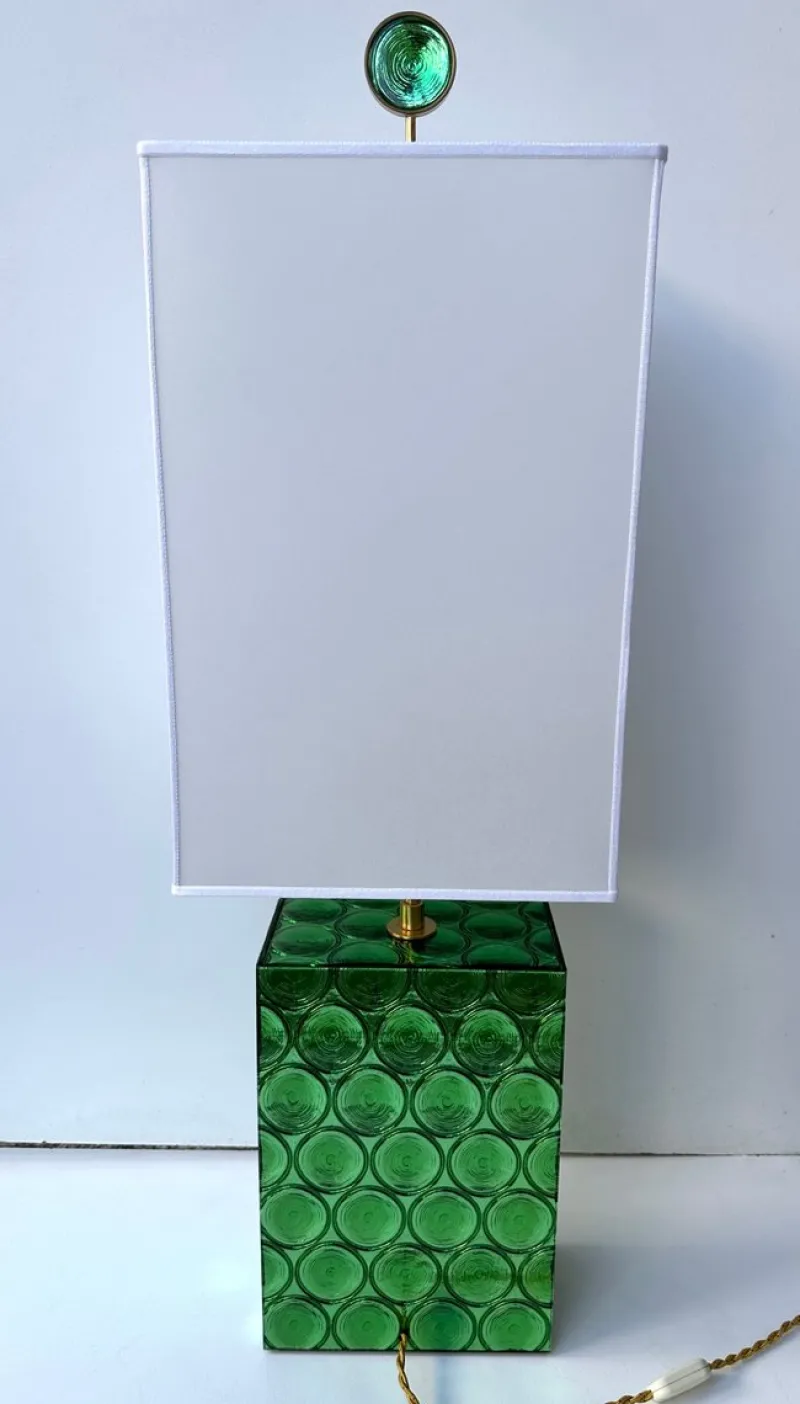 Pamono Italian Brass and Murano Glass Lamps by Roberto Giulio Rida, 2010s, Set of 2> Table Lamps