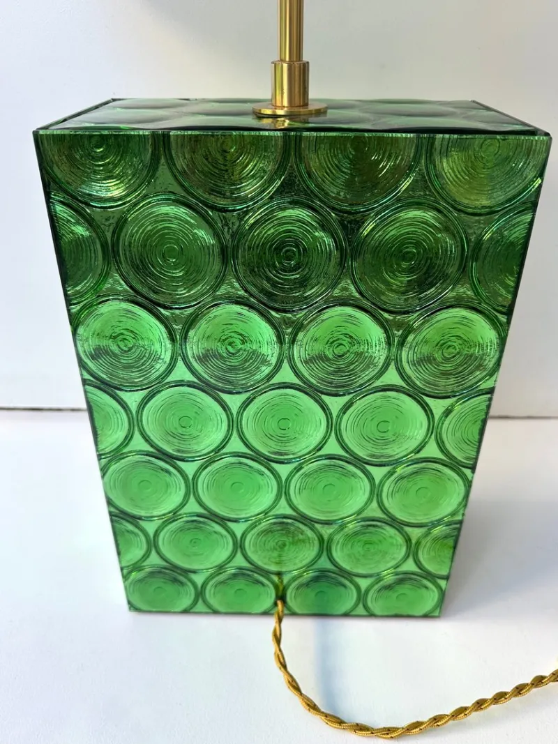 Pamono Italian Brass and Murano Glass Lamps by Roberto Giulio Rida, 2010s, Set of 2> Table Lamps