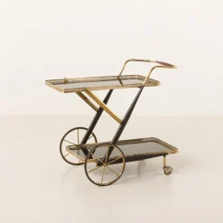 Pamono Italian Brass Bar Cart by Cesare Lacca, 1960s> Serving Bar Carts & Trolleys