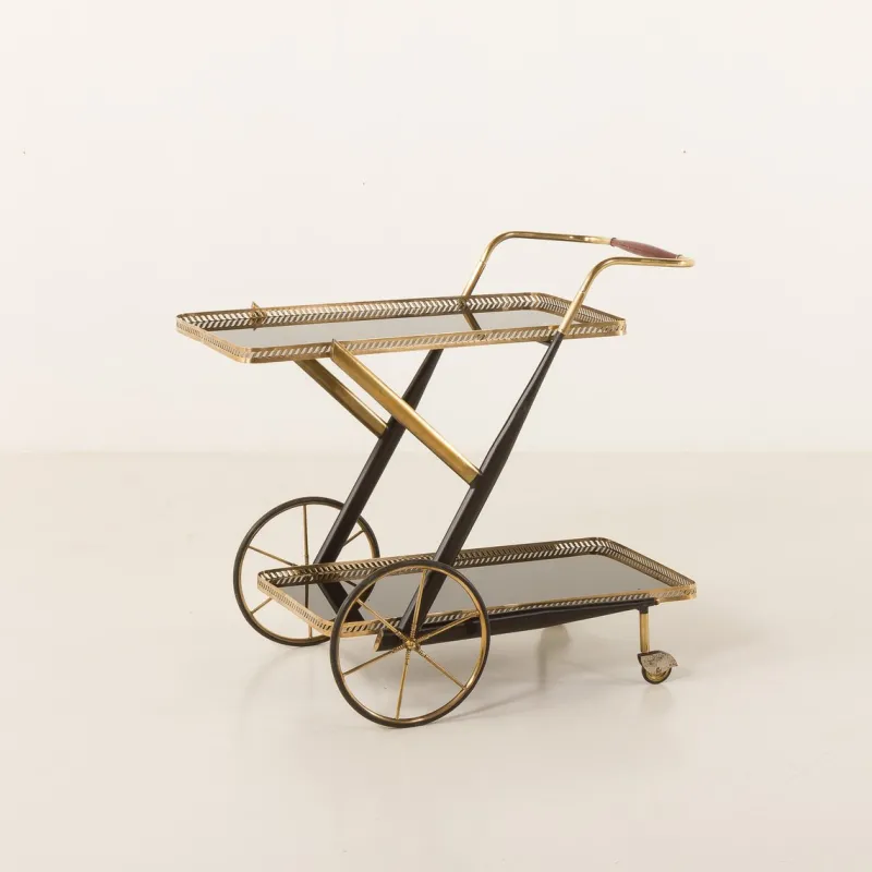 Pamono Italian Brass Bar Cart by Cesare Lacca, 1960s> Serving Bar Carts & Trolleys
