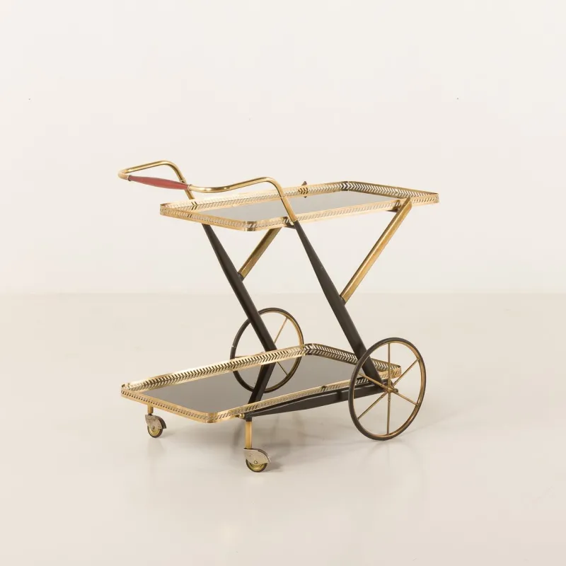 Pamono Italian Brass Bar Cart by Cesare Lacca, 1960s> Serving Bar Carts & Trolleys