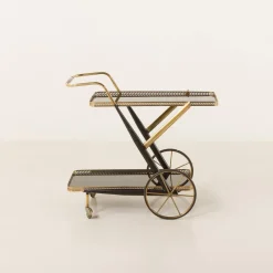 Pamono Italian Brass Bar Cart by Cesare Lacca, 1960s><noscript><img width=