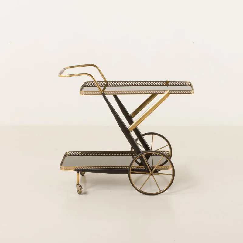 Pamono Italian Brass Bar Cart by Cesare Lacca, 1960s> Serving Bar Carts & Trolleys