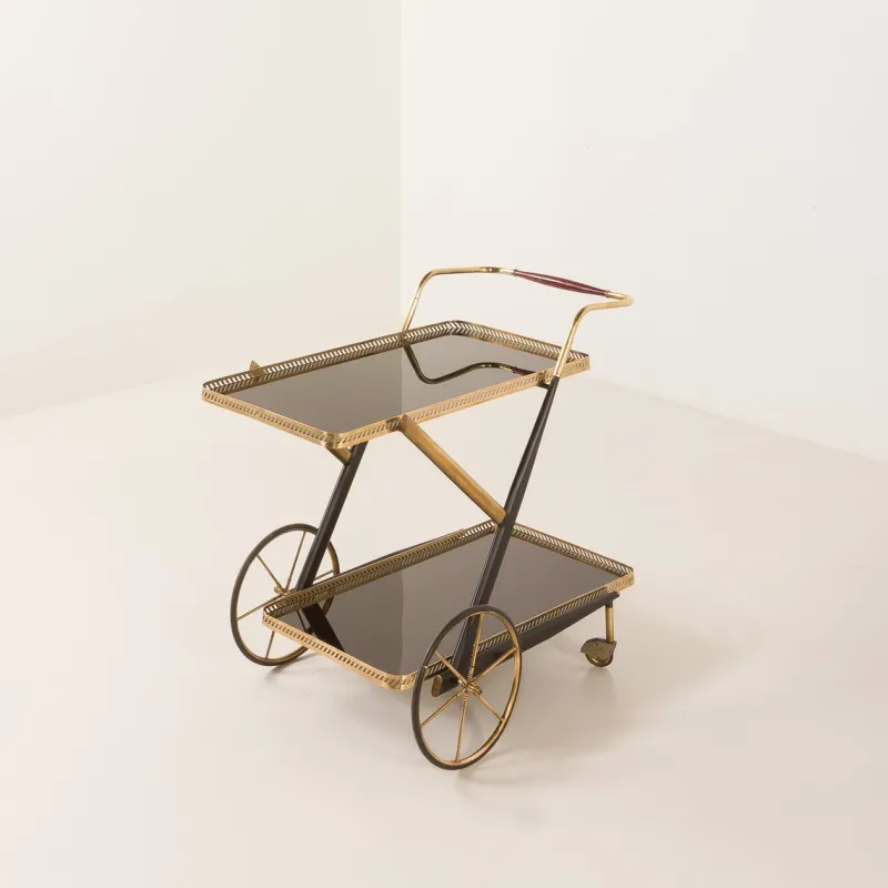 Pamono Italian Brass Bar Cart by Cesare Lacca, 1960s> Serving Bar Carts & Trolleys