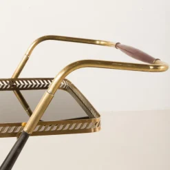 Pamono Italian Brass Bar Cart by Cesare Lacca, 1960s><noscript><img width=