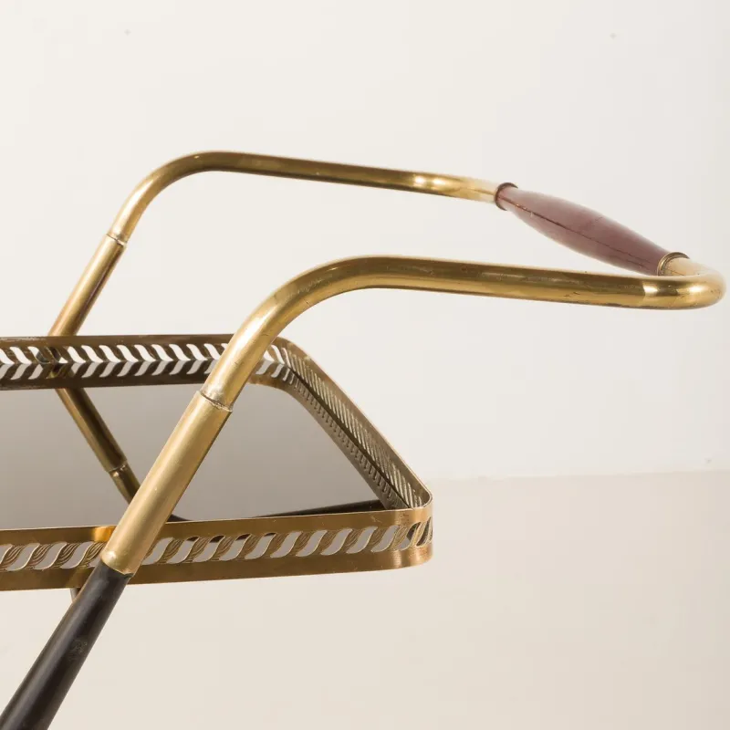 Pamono Italian Brass Bar Cart by Cesare Lacca, 1960s> Serving Bar Carts & Trolleys