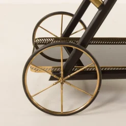 Pamono Italian Brass Bar Cart by Cesare Lacca, 1960s><noscript><img width=