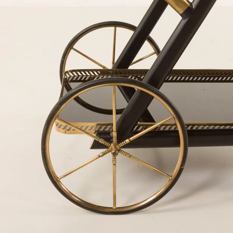 Pamono Italian Brass Bar Cart by Cesare Lacca, 1960s> Serving Bar Carts & Trolleys