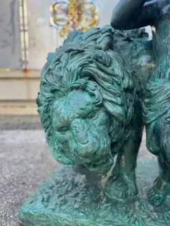 Sale Pamono Italian Bronze Lions and Cherubs Sculptures, 1890s, Set of 2