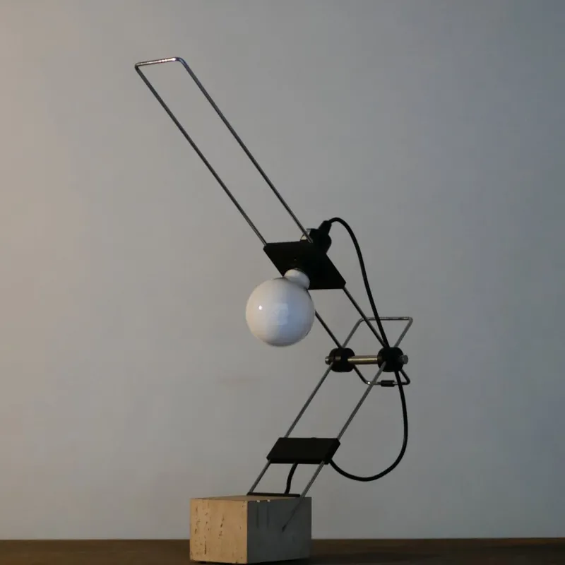 Pamono Italian Brutalist Travertine Lamp, 1970s> Table Lamps