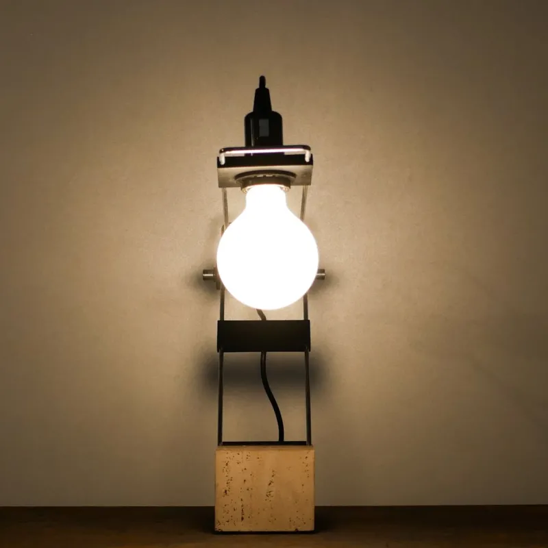 Pamono Italian Brutalist Travertine Lamp, 1970s> Table Lamps