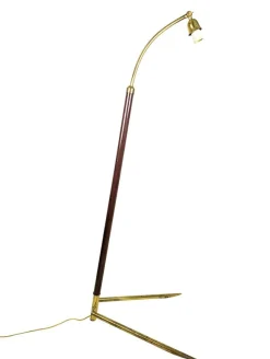 Best Pamono Italian Burgundy Metal & Brass Floor Lamp, 1940s