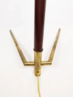 Best Pamono Italian Burgundy Metal & Brass Floor Lamp, 1940s
