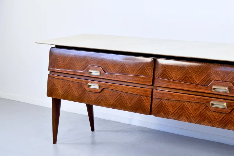 Online Pamono Italian Carrara Marble and Brass Sideboard, 1960s