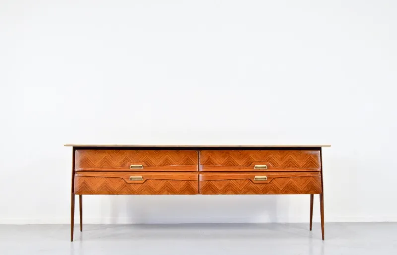 Online Pamono Italian Carrara Marble and Brass Sideboard, 1960s