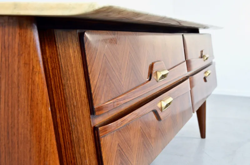 Online Pamono Italian Carrara Marble and Brass Sideboard, 1960s